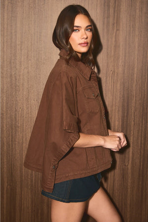 Collared Twill Cape Jacket