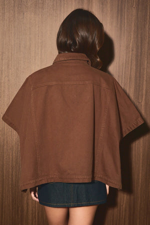 Collared Twill Cape Jacket
