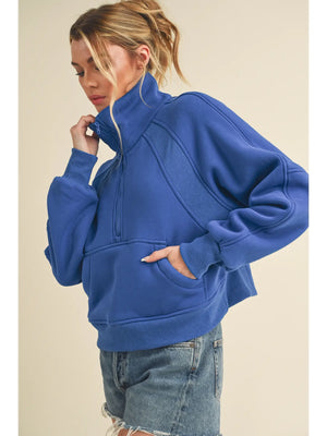 AEMI+CO Women's Pullovers Dove Funnel Neck Half Zip