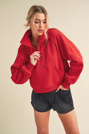 AEMI+CO Women's Pullovers Dove Funnel Neck Half Zip