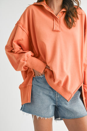 AEMI+CO Women's Sweatshirt Tamika Henley Sweatshirt