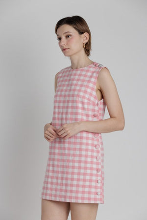 AUREUM Women's Dresses Gingham Mini Dress W/ Buttons
