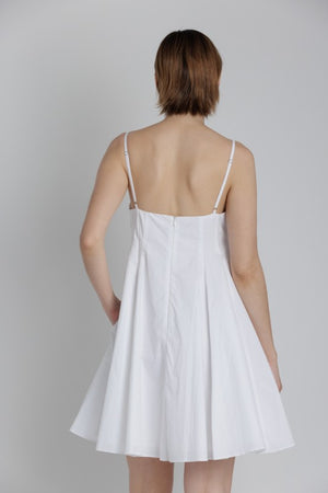 AUREUM Women's Dresses Pleated Poplin Mini Dress W/ Ties