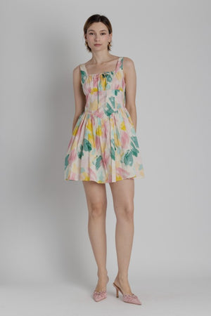 AUREUM Women's Dresses Watercolor Mini Dress W/ Ties