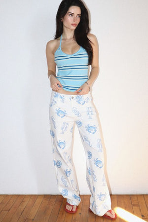 BAILEY ROSE Women's Pants Sea Life Straight Pants