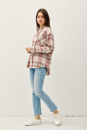 Be Cool LA 22-Women's Woven Top 1 - take pics 222 CLASSIC PLAID LS