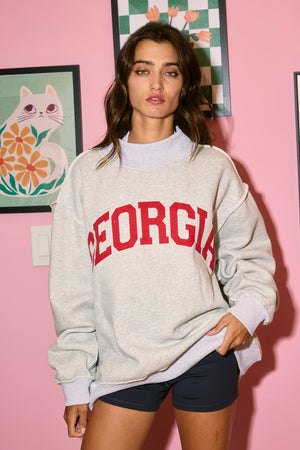 BUCKET LIST Women's Sweatshirt Georgia & GA Print Reversible Mockneck Sweatshirt