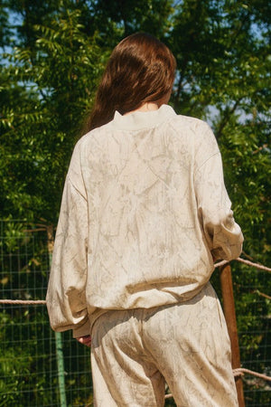 BUCKET LIST Women's Top Camouflage Oversized Mock Neck Sweatshirt