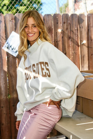 BUCKET LIST Women's Top Cross & Jesus Saves Print Reversible Sweatshirt