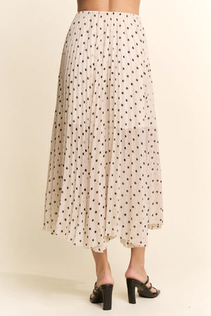 DAVI & DANI Women's Skirts Polka Dot Pleated Midi Skirt