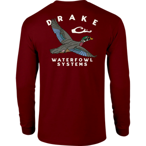 DRAKE CLOTHING CO. Men's Tees RED / S Drake Retro Wood Duck Long Sleeve T-Shirt DT981REL