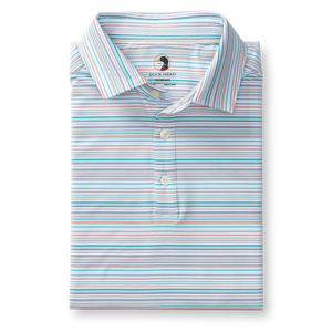 DUCK HEAD Men's Polo Duck Head Long Drive Performance Polo Neil Stripe