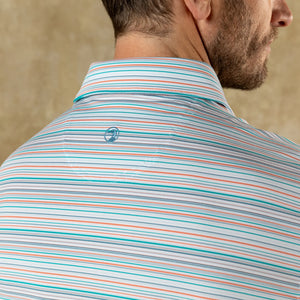DUCK HEAD Men's Polo Duck Head Long Drive Performance Polo Neil Stripe