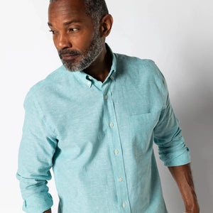 DUCK HEAD Men's Sport Shirt MARINE BLUE / S Duck Head Linen Cotton Oxford Sport Shirt || David's Clothing D11277309