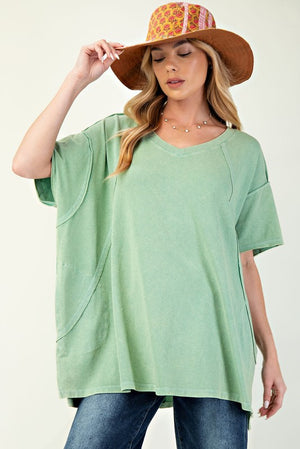 EASEL Women's Top Mineral Washed Oversized Top || David's Clothing