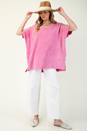 EASEL Women's Top Mineral Washed Oversized Top || David's Clothing