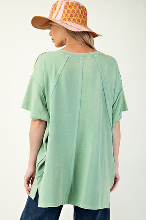 EASEL Women's Top Mineral Washed Oversized Top || David's Clothing