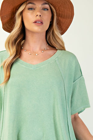 EASEL Women's Top Mineral Washed Oversized Top || David's Clothing