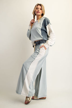 ee:some Women's Pants Color Block Denim Drawstring Pants || David's Clothing