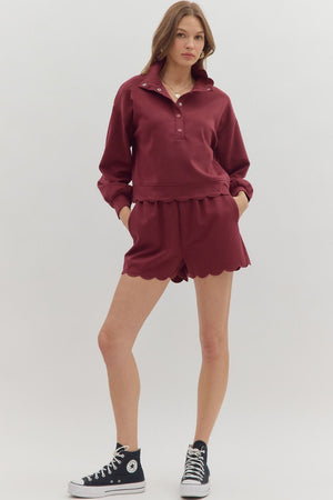 ENTRO INC Mens Shorts High-Waist Pull-On Scallop Shorts