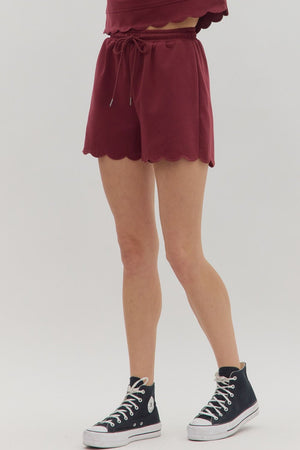 ENTRO INC Mens Shorts High-Waist Pull-On Scallop Shorts