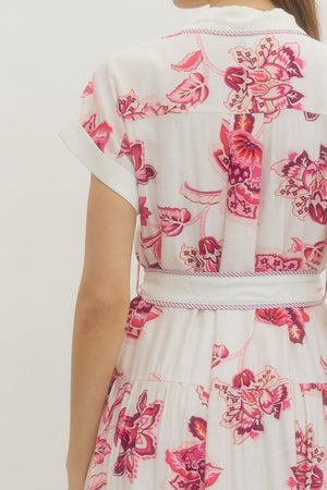 ENTRO INC Women's Dresses 1 - take pics of blue - Floral Print Self-Tie Waist Maxi Dress