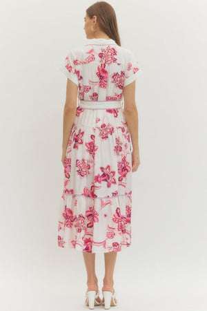 ENTRO INC Women's Dresses 1 - take pics of blue - Floral Print Self-Tie Waist Maxi Dress