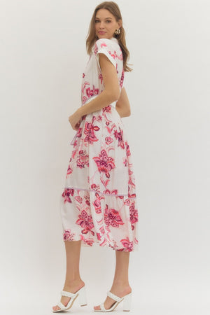 ENTRO INC Women's Dresses 1 - take pics of blue - Floral Print Self-Tie Waist Maxi Dress