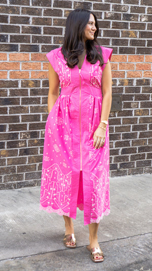 ENTRO INC Women's Dresses Embroidered Cap Sleeve Midi Dress