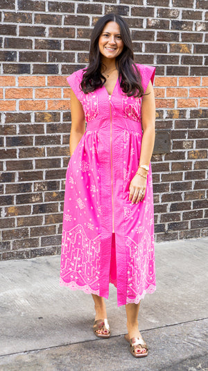 ENTRO INC Women's Dresses Embroidered Cap Sleeve Midi Dress