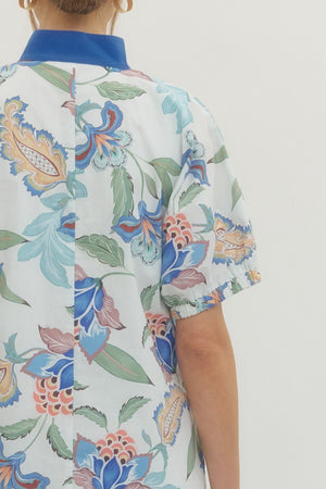 ENTRO INC Women's Dresses Floral Print Puff Sleeve Mini Dress