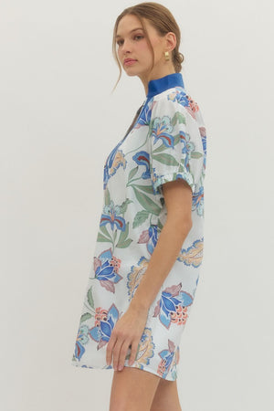 ENTRO INC Women's Dresses Floral Print Puff Sleeve Mini Dress