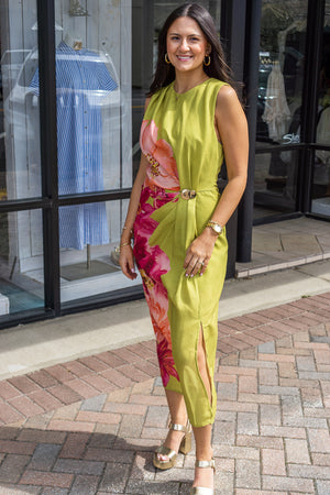 ENTRO INC Women's Dresses Floral Sleeveless Mini Dress With Draped Front Panel