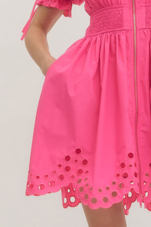 ENTRO INC Women's Dresses Puff Sleeve Eyelet Hem Mini Dress