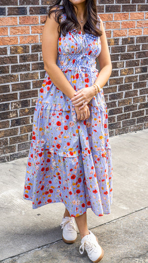 ENTRO INC Women's Dresses Ruched Detail Floral Midi Dress