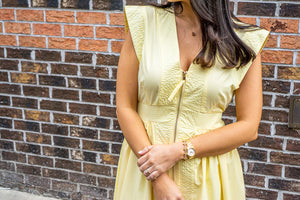 ENTRO INC Women's Dresses Smock Waist Zip-Front Cap Sleeve Midi Dress