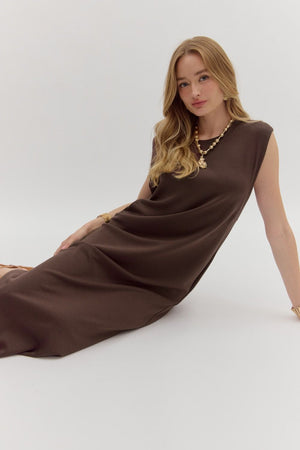 ENTRO INC Women's Dresses Solid Jersey Knit Pullover Midi Dress || David's Clothing