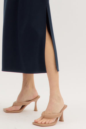 ENTRO INC Women's Dresses Solid Jersey Knit Pullover Midi Dress || David's Clothing