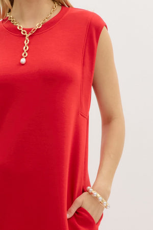 ENTRO INC Women's Dresses Solid Jersey Knit Pullover Midi Dress || David's Clothing