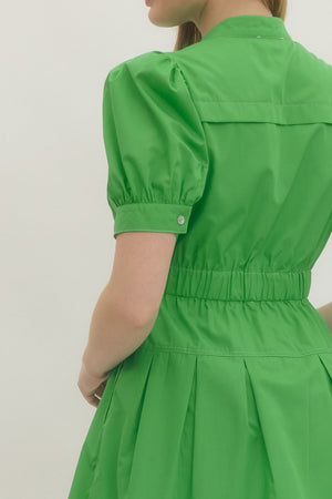 ENTRO INC Women's Dresses Solid short puff sleeve mini dress