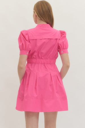 ENTRO INC Women's Dresses Solid short puff sleeve mini dress