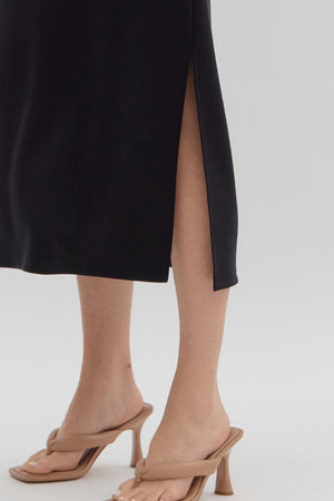 ENTRO INC Women's Dresses Solid Split Collar Scuba Midi Dress