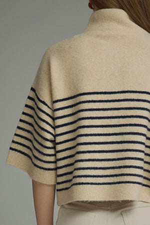 ENTRO INC Women's Sweater Stripe Short Sleeve Knit Top