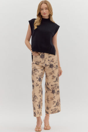 ENTRO INC Women's Sweaters Knit Mock Neck Muscle Tee Sweater Top