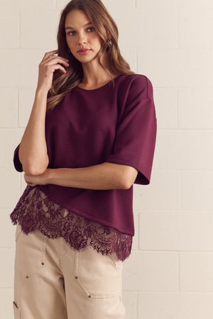 ENTRO INC Women's Top Solid Short Sleeve Knit Top