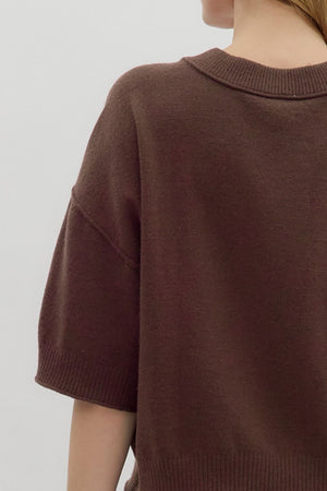 ENTRO INC Women's Top Solid Sweater Knit ¾ Wide Sleeve Pullover