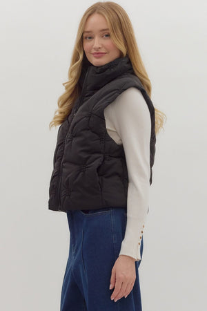 ENTRO INC Women's Vest High Neck Sleeveless Zip-Front Quilted Puffer Vest