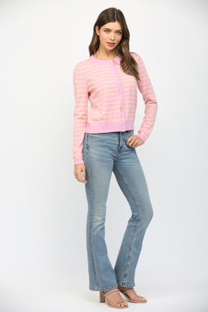 FATE BY LFD Women's Sweaters Stripe Button Closure Cardigan