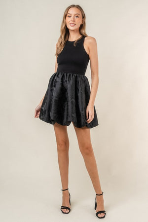 FORE COLLECTION Women's Dresses Round Neck Non-slv Bubble Hem Mini Dress