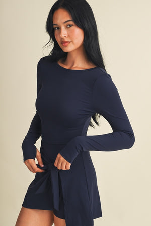 GLOWIE 25-Women's Dresses Long Sleeve Wrap Tie Front Dress